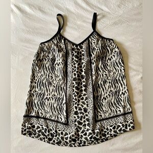 Express | V-Neck Animal Print Cami | S | Black/White/Gray